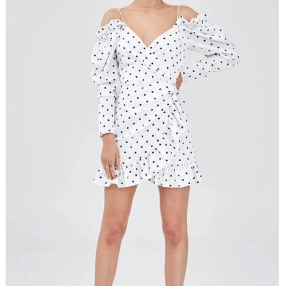 KEEPSAKE the Label | Dresses | Keepsake The Label Long Sleeve Mini Dress  White Polka Dot Dress Size 4 | Poshmark